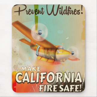 Alfombrilla De Ratón Póster vintage de seguridad contra incendios en Ca