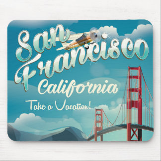Alfombrilla De Ratón Póster vintage de viaje de vacaciones a San Franci
