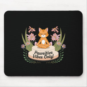 Alfombrilla De Ratón Posturas de yoga solo vibraciones positivas gatito