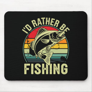 Alfombrilla De Ratón Prefiero Estar Pescando Retro Vintage Pescador Out