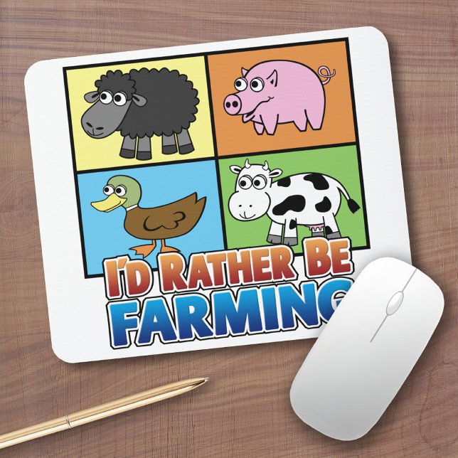 Alfombrilla De Ratón ¡Prefiero ser agricultor! (Agricultura virtual) (Cute Farm Animal Mousepad)