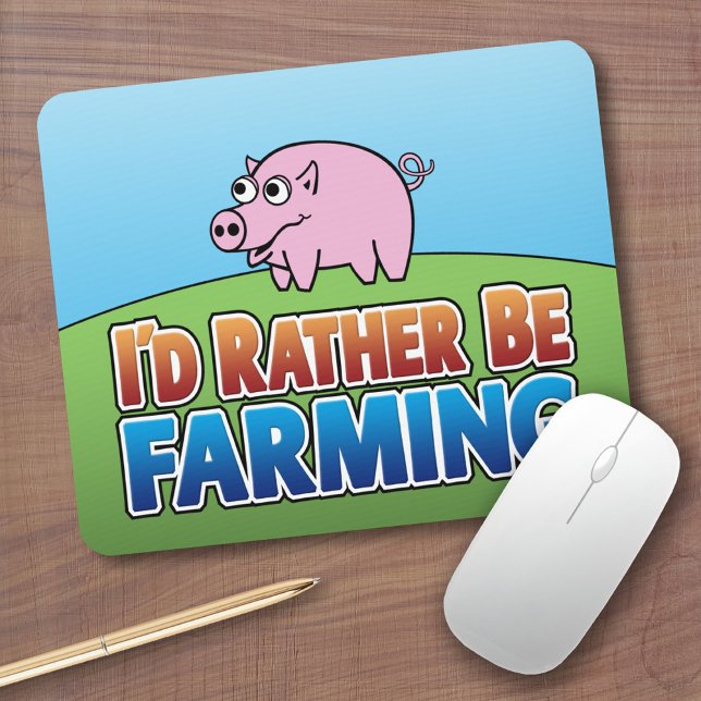 Alfombrilla De Ratón ¡Prefiero ser agricultor! (Agricultura virtual) (Cute Farm Animal Mousepad)