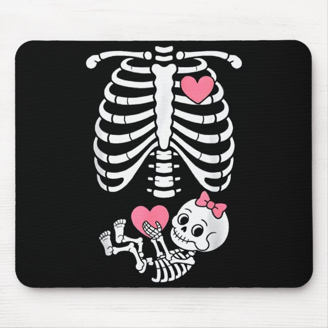 Alfombrilla De Ratón Pregnancy Skeleton Girl Baby Rib Cage Belly Bump H (Frente)