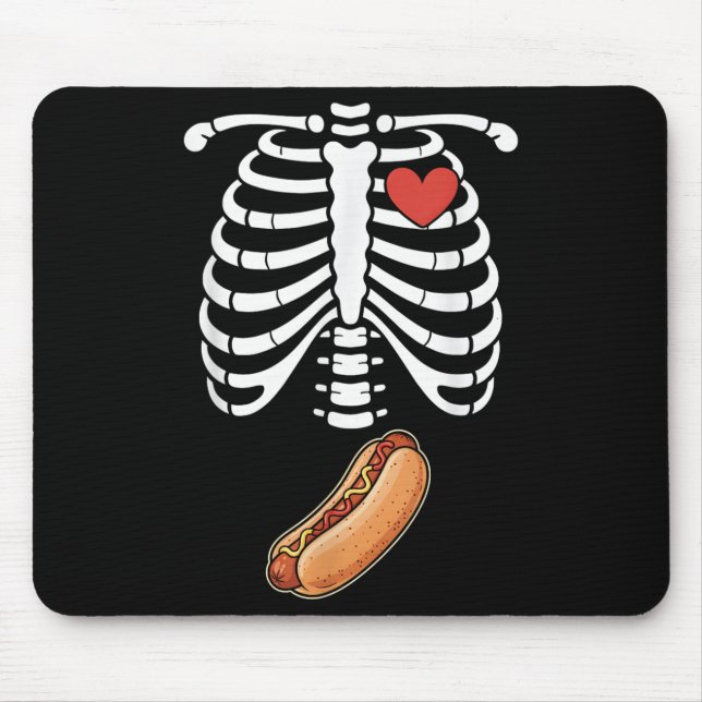 Alfombrilla De Ratón Pregnancy Skeleton Hotdog Belly Bump Rib Cage Hall (Frente)
