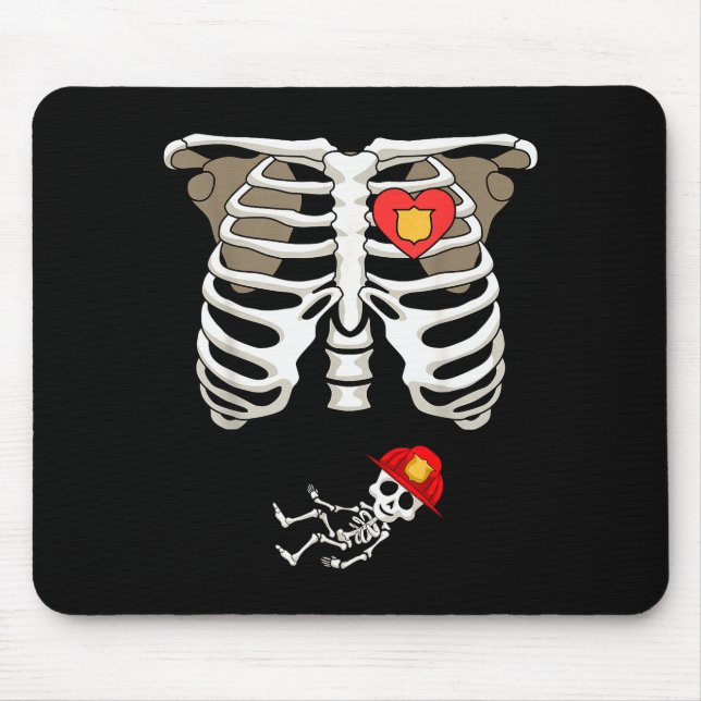 Alfombrilla De Ratón Pregnancy Skeleton Rib Funny Firefighter Bump Shir (Frente)