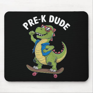 Alfombrilla De Ratón Prek Chico Dinosaur Patinando Niños Kindergarten