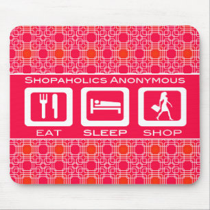 Alfombrilla De Ratón Premio Pink Funny Shopaholic Eat Sleep Shop