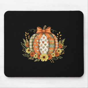 Alfombrilla De Ratón Preppy Floral Otoño Calabaza Encaje Coquette Lazo 