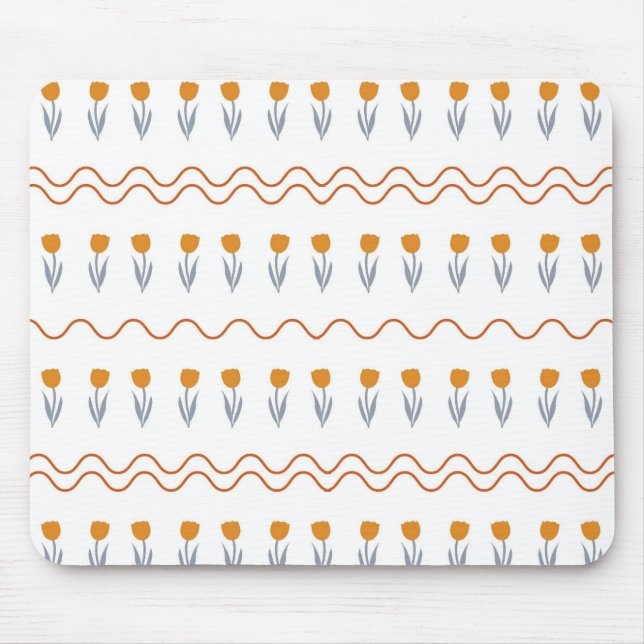 Alfombrilla De Ratón Preppy Groovy Stripe Tulip Flower Pattern (Frente)