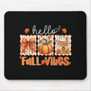Alfombrilla De Ratón Preppy Hello Fall Vibes Coquette Latte Pumpkin Tho
