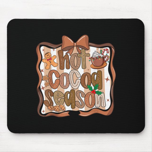 Alfombrilla De Ratón Preppy Hot Cocoa Season Cookie Gingerbread Bow Xma (Frente)