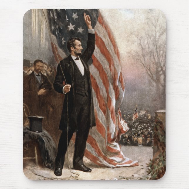 Alfombrilla De Ratón Presidente Abraham Lincoln pronunciar un discurso (Frente)
