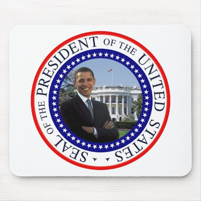 Alfombrilla De Ratón Presidente Barack Obama Mousepad - azul blanco (Frente)