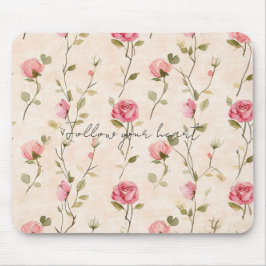 Alfombrilla De Ratón Pretty Pink Cream Roses Floral