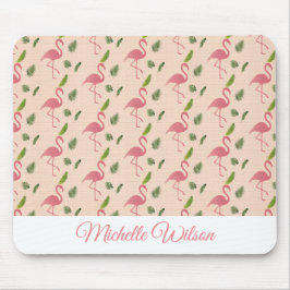 Alfombrilla De Ratón Pretty Pink Flamingo Tropical Custom Text