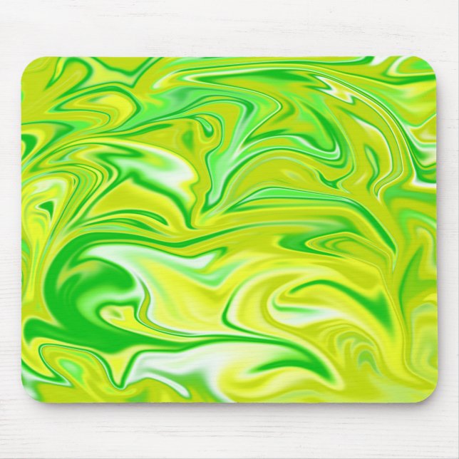 Alfombrilla De Ratón Primavera Marbleizada Amarilla Verde, (Frente)