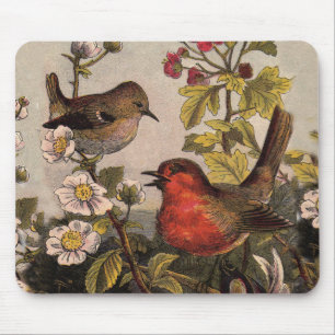 Alfombrilla De Ratón Primavera Robin Birds Red Birds
