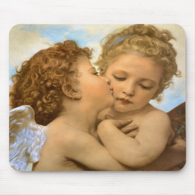Alfombrilla De Ratón Primer beso (detalle de ángel) de Bouguereau (Frente)