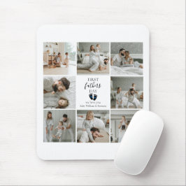 Alfombrilla De Ratón Primer Día del Padre - Huellas de bebé y corazones