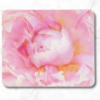 Alfombrilla De Ratón Primer plano de ratón de flor de peonía rosa