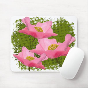 Alfombrilla De Ratón Primer rosado flotante de la amapola tres
