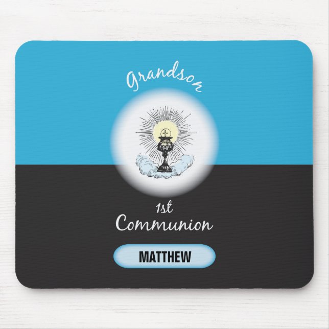Alfombrilla De Ratón Primera comunión del nieto, Copa Azul (Frente)
