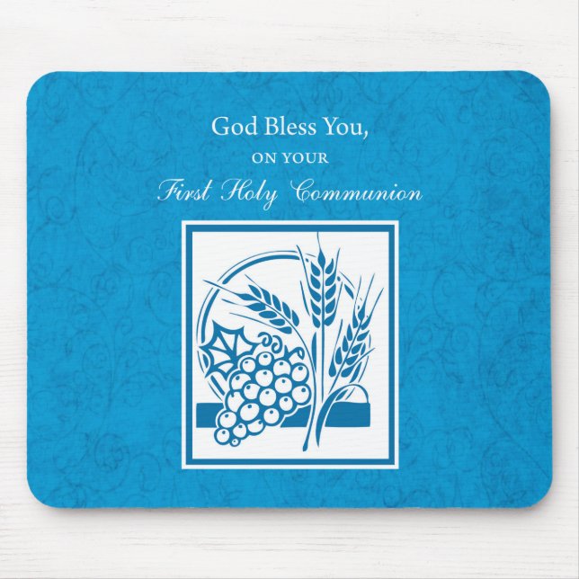 Alfombrilla De Ratón Primera comunión, trigo, uvas azul (Frente)