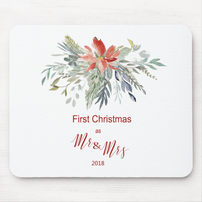 Alfombrilla De Ratón Primera Navidad juntos como Sr. y Sra. (Frente)