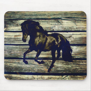 Alfombrilla De Ratón Primitive BarnWood Caballo de Stallion negro ecues