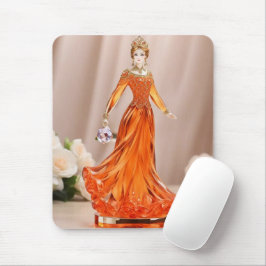 Alfombrilla De Ratón Princesa de cristal con vestido naranja