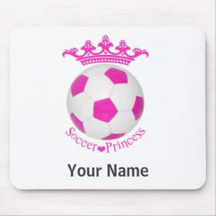 Alfombrilla De Ratón Princesa de fútbol, bola de fútbol rosa