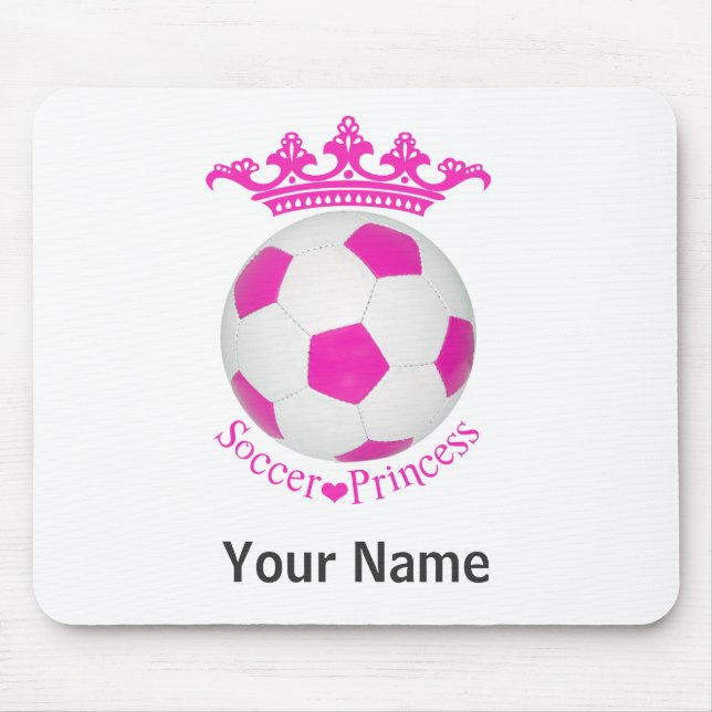 Alfombrilla De Ratón Princesa de fútbol, bola de fútbol rosa (Frente)