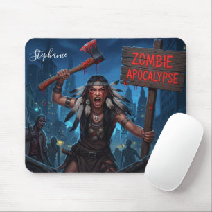 Alfombrilla De Ratón Princesa Nativa Americana en Apocalipsis Zombie