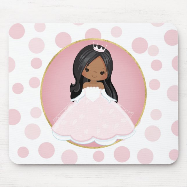 Alfombrilla De Ratón Princesa rosa afroamericana (Frente)