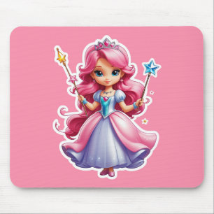 Alfombrilla De Ratón Princesa Rosa Con Arma Mágica Y Tiara