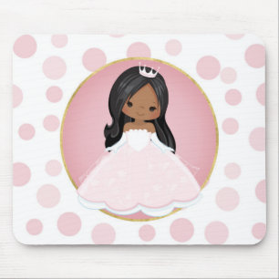 Alfombrilla De Ratón Princesa rosada afroamericana