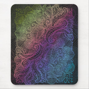 Alfombrilla De Ratón Prismatic Swirl Arte de plumas fractales arcoiri
