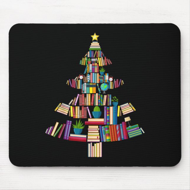 Alfombrilla De Ratón Profesor bibliotecario amante de libros de navidad (Frente)