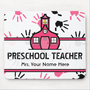 Alfombrilla De Ratón Profesor preescolar rosado y negro Mousepad de