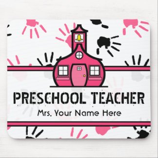 Alfombrilla De Ratón Profesor preescolar rosado y negro Mousepad de