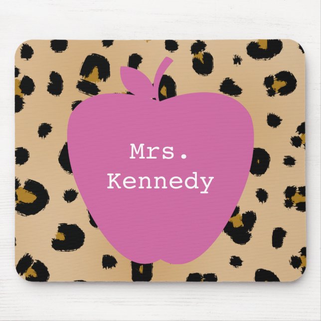 Alfombrilla De Ratón Profesor rosado de Apple del estampado leopardo (Frente)