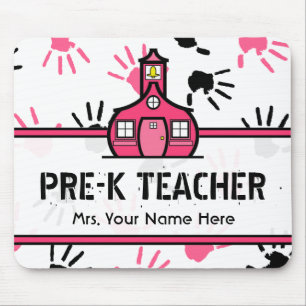 Alfombrilla De Ratón Profesor rosado y negro Mousepad de Handprints