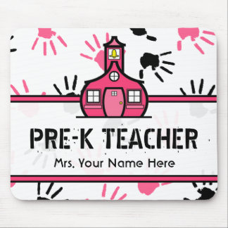 Alfombrilla De Ratón Profesor rosado y negro Mousepad de Handprints