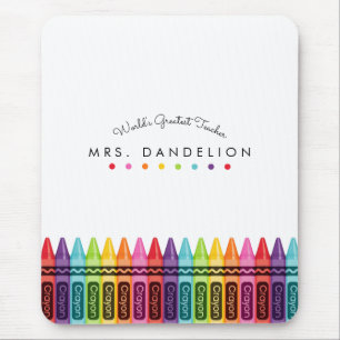 Alfombrilla De Ratón Profesora personalizada de Rainbow Crayons
