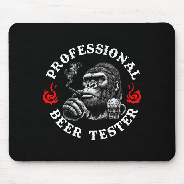 Alfombrilla De Ratón Professional Beer Tester Funny Drinking Monkey Quo (Frente)