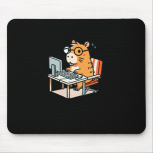Alfombrilla De Ratón Programador De Capibara Trabajando En La Etiqueta