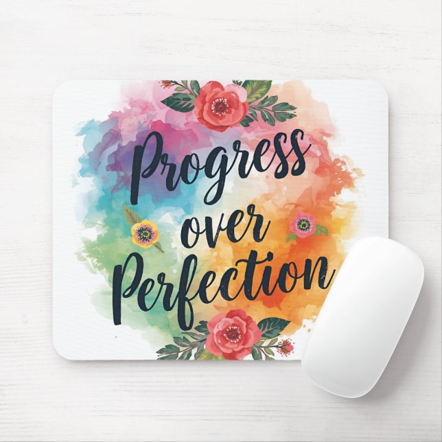 Alfombrilla De Ratón Progreso Sobre Perfección Motivacional (Con ratón)