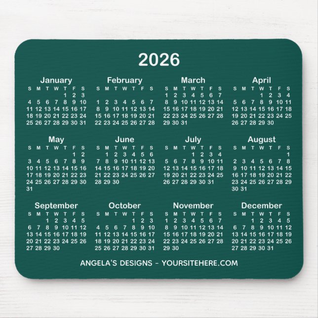 Alfombrilla De Ratón Promoción de calendario blanco y turquesa oscuro (Frente)
