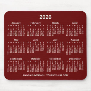Alfombrilla De Ratón Promoción de calendario rojo y blanco oscuro
