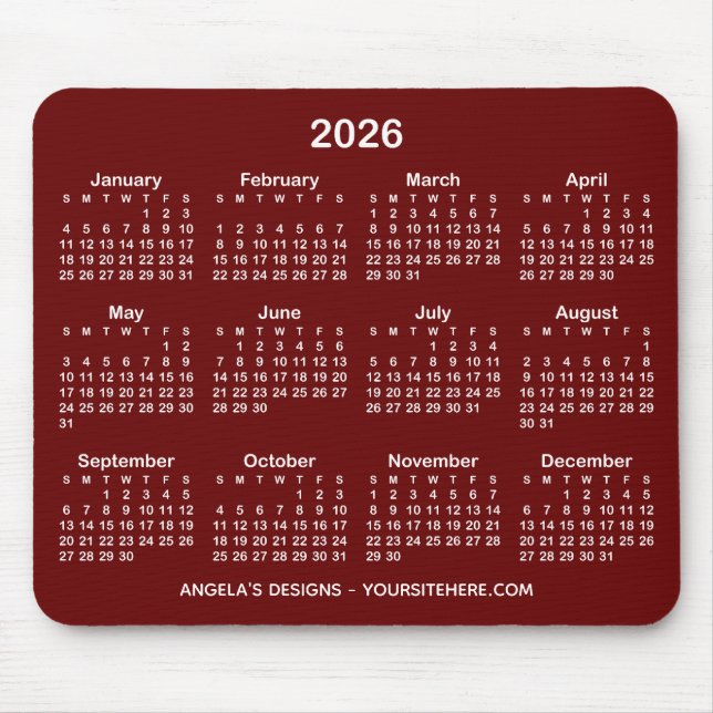 Alfombrilla De Ratón Promoción de calendario rojo y blanco oscuro (Frente)